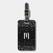 Confetti Stippen monogram Bagagelabel | Zwart & Wi (Voorkant verticaal)