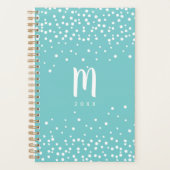 Confetti Stippen Monogram Planner | Aqua (Voorkant)