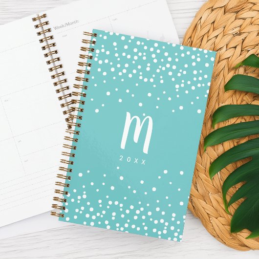 Confetti Stippen Monogram Planner | Aqua