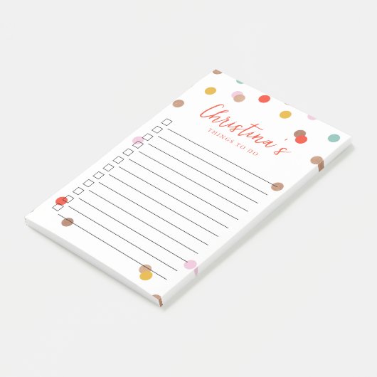 Confetti Stippen Monogrammed Lined To-Do Lijst Post-it® Notes (Schuin)