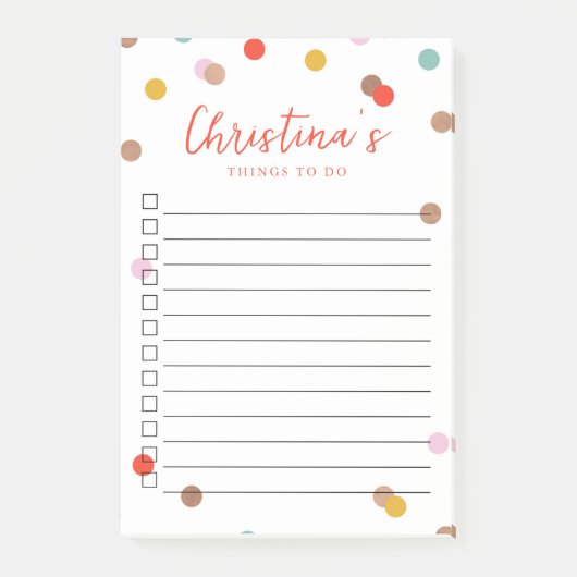 Confetti Stippen Monogrammed Lined To-Do Lijst Post-it® Notes (Voorkant)