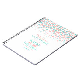 Confetti stippen oranje groen trouwgastenboek notitieboek