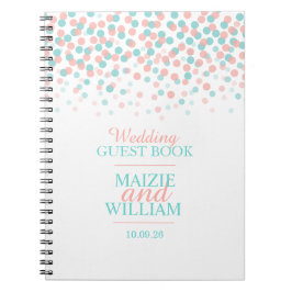 Confetti stippen oranje groen trouwgastenboek notitieboek