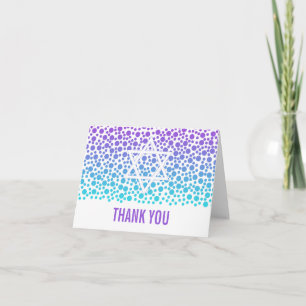 Confetti Stippen Paarse Blauwgroen Bat Mitswa Dank Bedankkaart