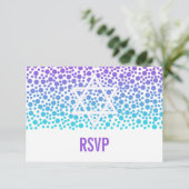 Confetti Stippen Paarse Blauwgroen BBT Mitzvah RSV RSVP Kaartje (Staand voorkant)