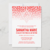 Confetti Stippen Red Bat Mitzvah Kaart (Voorkant)