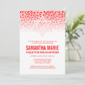 Confetti Stippen Red Bat Mitzvah Kaart (Staand voorkant)