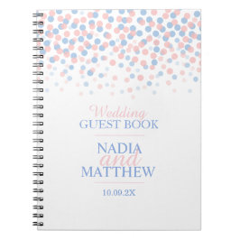 Confetti stippen roze blauw bruiloft gastenboek notitieboek