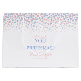 Confetti stippen roze blauwe trouwerekzak groot cadeauzakje