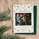 Confetti Stippen Vrolijk kerstfeest 2 Foto Feestdagenkaart<br><div class="desc">Moderne op maat gedrukte kerstfotokaarten met een eenvoudige DIY-sjabloon voor maatwerk. Dit chique minimalistische ontwerp heeft een confetti dot overlay met faux koperen folie look. Voeg je familiefoto, persoonlijke groet, namen en het jaar toe. Gebruik de ontwerpgereedschappen om de lettertypen en kleuren te bewerken. De achterkant heeft ruimte om meer...</div>