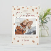 Confetti Stippen Vrolijk kerstfeest 2 Foto Feestdagenkaart (Staand voorkant)
