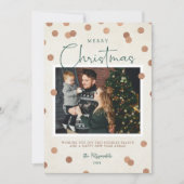 Confetti Stippen Vrolijk kerstfeest 2 Foto Feestdagenkaart (Voorkant)