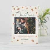 Confetti Stippen Vrolijk kerstfeest 2 Foto Feestdagenkaart (Staand voorkant)
