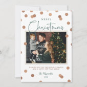 Confetti Stippen Vrolijk kerstfeest 2 Foto Feestdagenkaart (Voorkant)