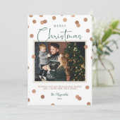Confetti Stippen Vrolijk kerstfeest 2 Foto Feestdagenkaart (Staand voorkant)