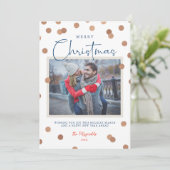 Confetti Stippen Vrolijk kerstfeest Foto Feestdagenkaart (Staand voorkant)