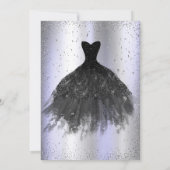Confetti Stippen, zwart jurk glas Violet Quinceañe Kaart (Achterkant)