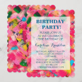 Confetti Storm Abstract-Art Birthday-uitnodigingen Kaart (Voorkant / Achterkant)
