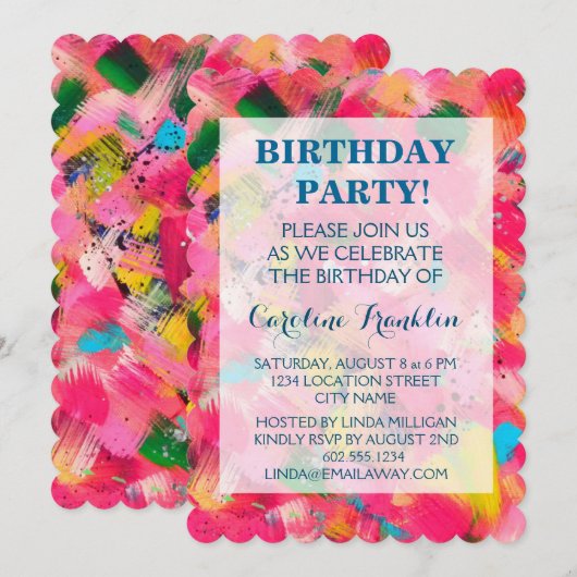 Confetti Storm Abstract-Art Birthday-uitnodigingen Kaart (Voorkant / Achterkant)