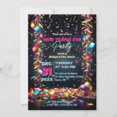 Confetti Streamers Ribbons Nieuwjaarsfeest Kaart (Voorkant)