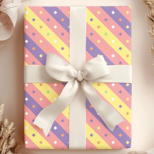 Confetti Streep Feest Cadeaupapier