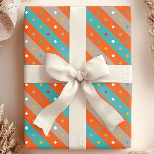 Confetti Streep Geometrisch Cadeaupapier