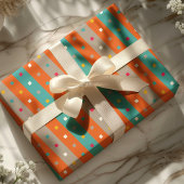 Confetti Streep Geometrisch Cadeaupapier