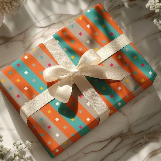 Confetti Stripe Geometrisch Cadeaupapier