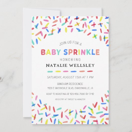 Confetti Strooikaart Baby Sprinkle Uitnodiging (Voorkant)