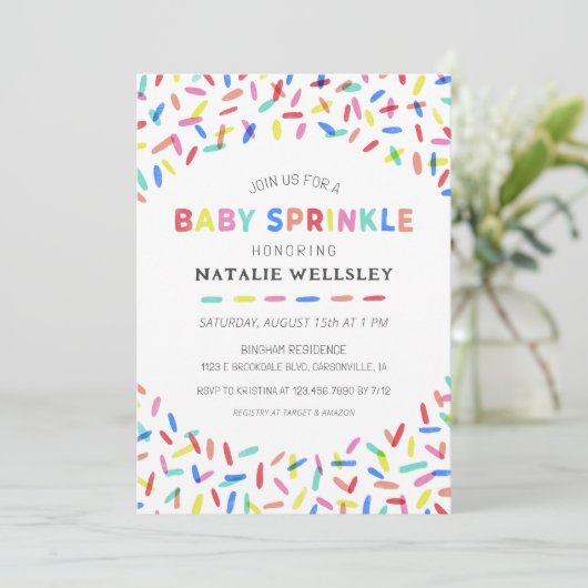 Confetti Strooikaart Baby Sprinkle Uitnodiging (Staand voorkant)
