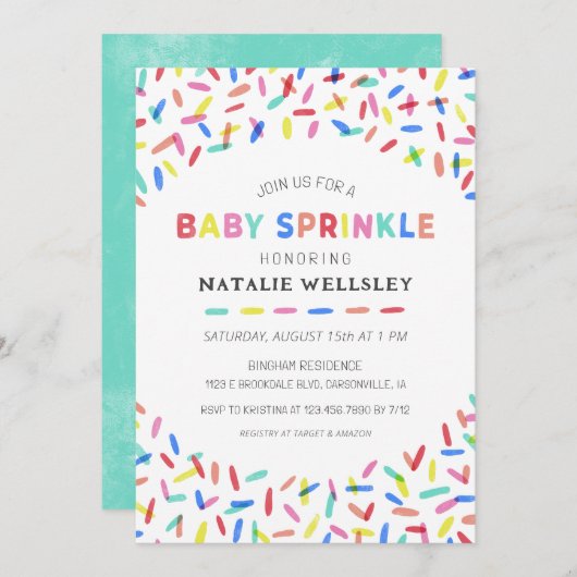 Confetti Strooikaart Baby Sprinkle Uitnodiging (Voorkant / Achterkant)