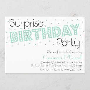 Confetti Surprise Birthday Party Invites (Mint) Kaart