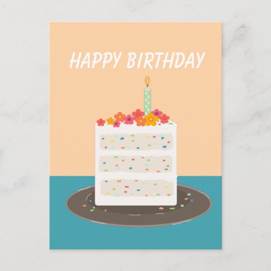 Confetti taart Happy Birthday Briefkaart (Voorkant)