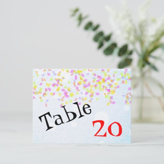 Confetti Tabelnummer Briefkaart (Staand voorkant)
