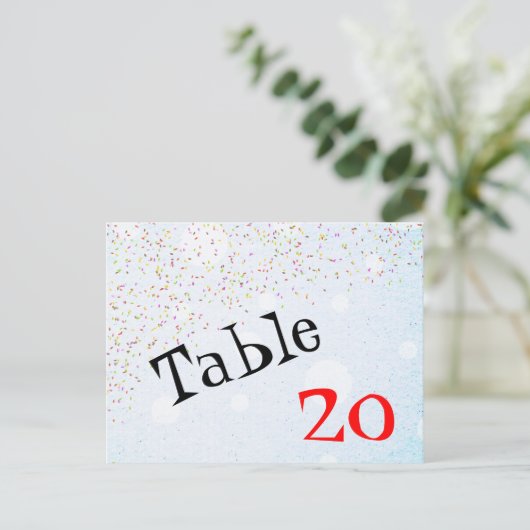 Confetti Tabelnummer Briefkaart (Staand voorkant)