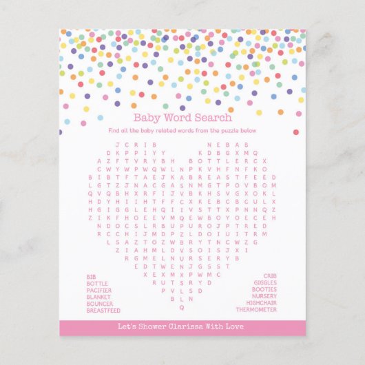 Confetti Thema Baby Shower Spel Flyer (Achterkant)