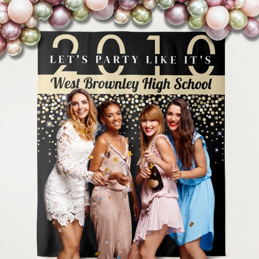 Confetti thema School Reünie Photobooth achtergron Wandkleed