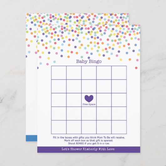 Confetti Theme Baby shower Game (Voorkant / Achterkant)