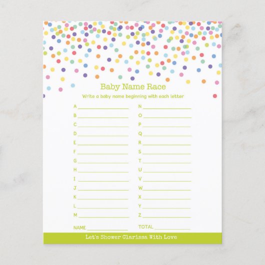 Confetti Theme Baby shower Game Flyer (Voorkant)