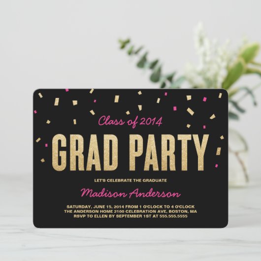 Confetti Toss | Oproep van de GraduPartij Kaart (Staand voorkant)