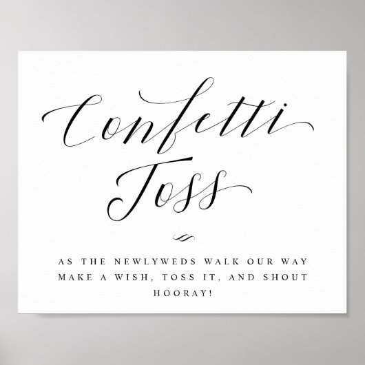 Confetti Toss Send Off Calligraphy Wedding Sign Poster (Voorkant)