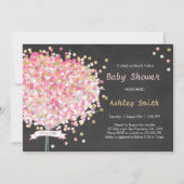 Confetti Tree Baby shower Invitation Pink Gold Kaart (Voorkant)