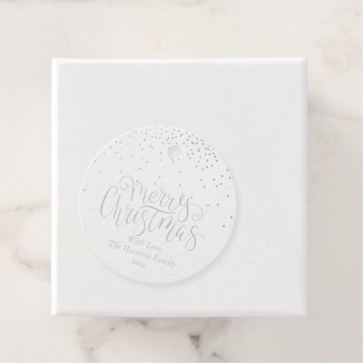 Confetti Typografie Merry Kerstry Bedankjes Labels (Met doos)