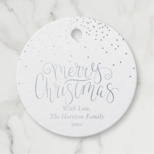 Confetti Typografie Merry Kerstry Bedankjes Labels (Voorkant)