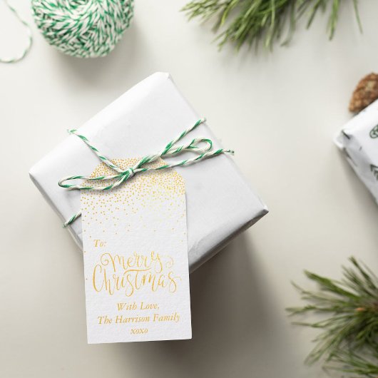 Confetti Typografie Merry Kerstry Cadeaulabels