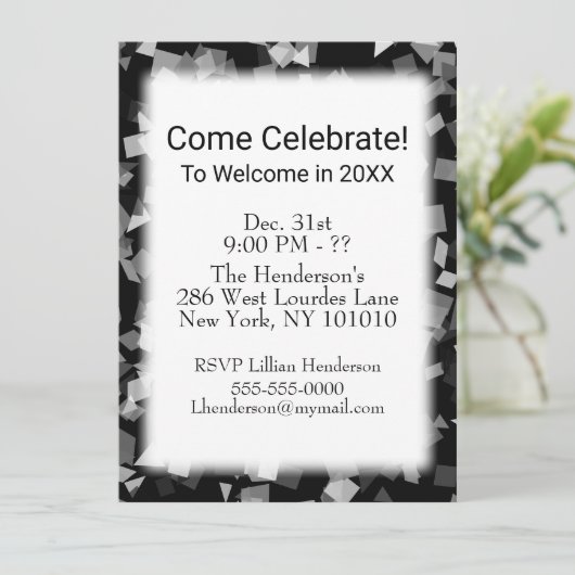 Confetti-uitnodigingen voor de partij of de vierin kaart (Staand voorkant)