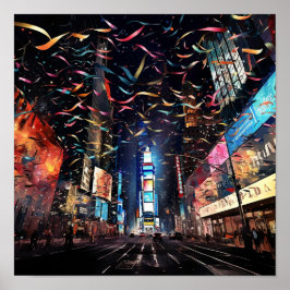 Confetti valt op oudejaarsavond in New York Poster