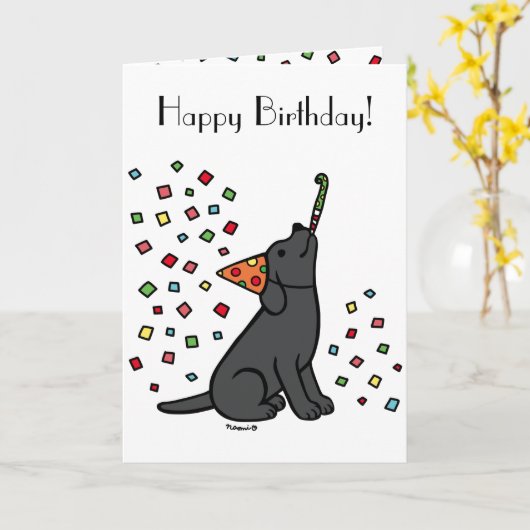 Confetti van Black Labrador Birthday Party Kaart (Gele Bloem)