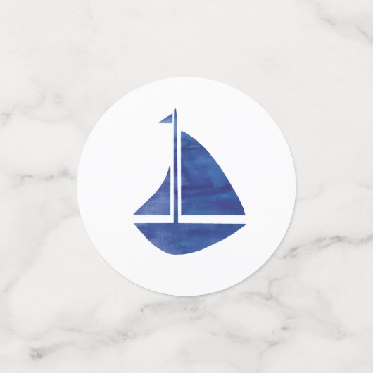 Confetti van de blauwe zagerboot Nautical Painting (Kleine voorkant)