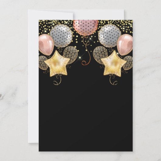 Confetti van de gouden Rozen en gouden ballonnen Kaart (Achterkant)